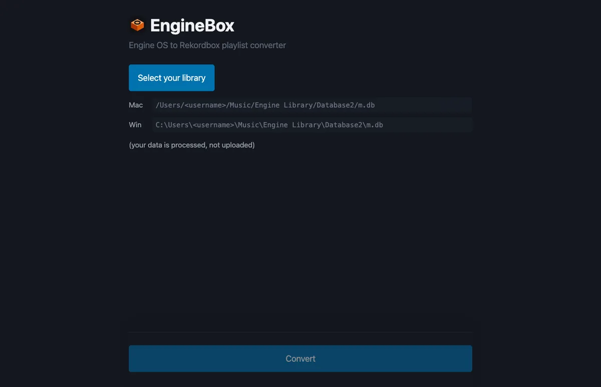 EngineBox — Engine OS to Rekordbox playlist converter